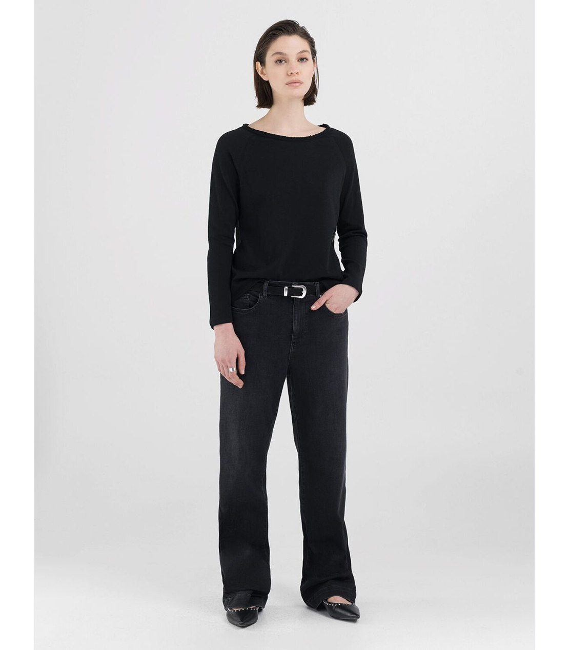 コットンスラブジャージーロングTシャツ 詳細画像 ブラック 5